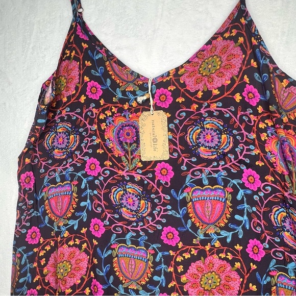 Natural Life Medium Spaghetti Strap Rayon Long Colorful Summer Boho Dress NWT - Picture 1 of 7